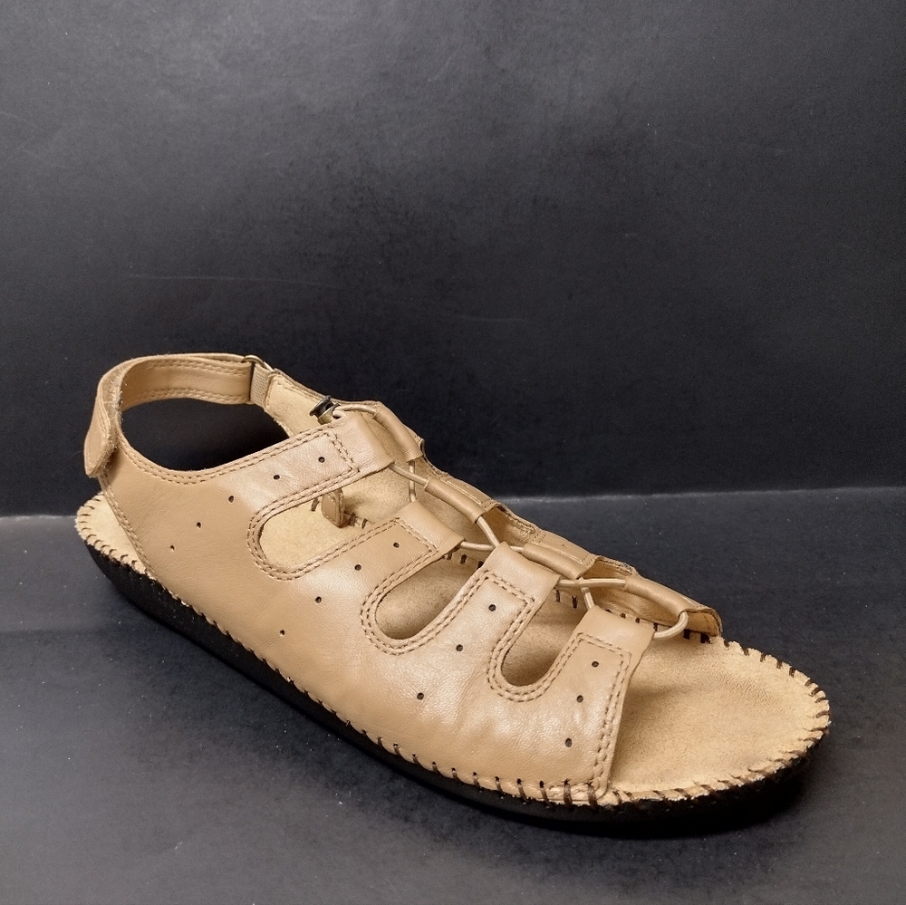 -NATURALIZER - WONEN'S BROWN LEATHER SCOUT FLAT  SANDALS SIZE 12.M - Picture 5 of 9
